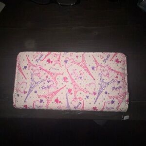 Paris Themed Pink and Purple Wallet